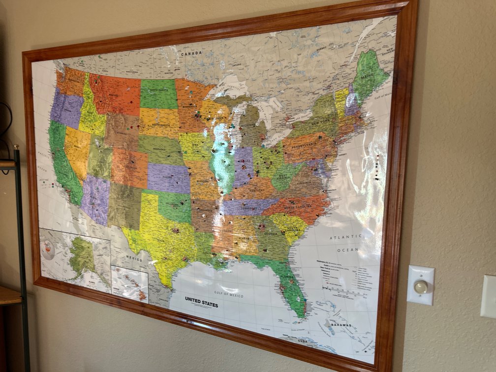 Framed US Map-66” X 44.5”