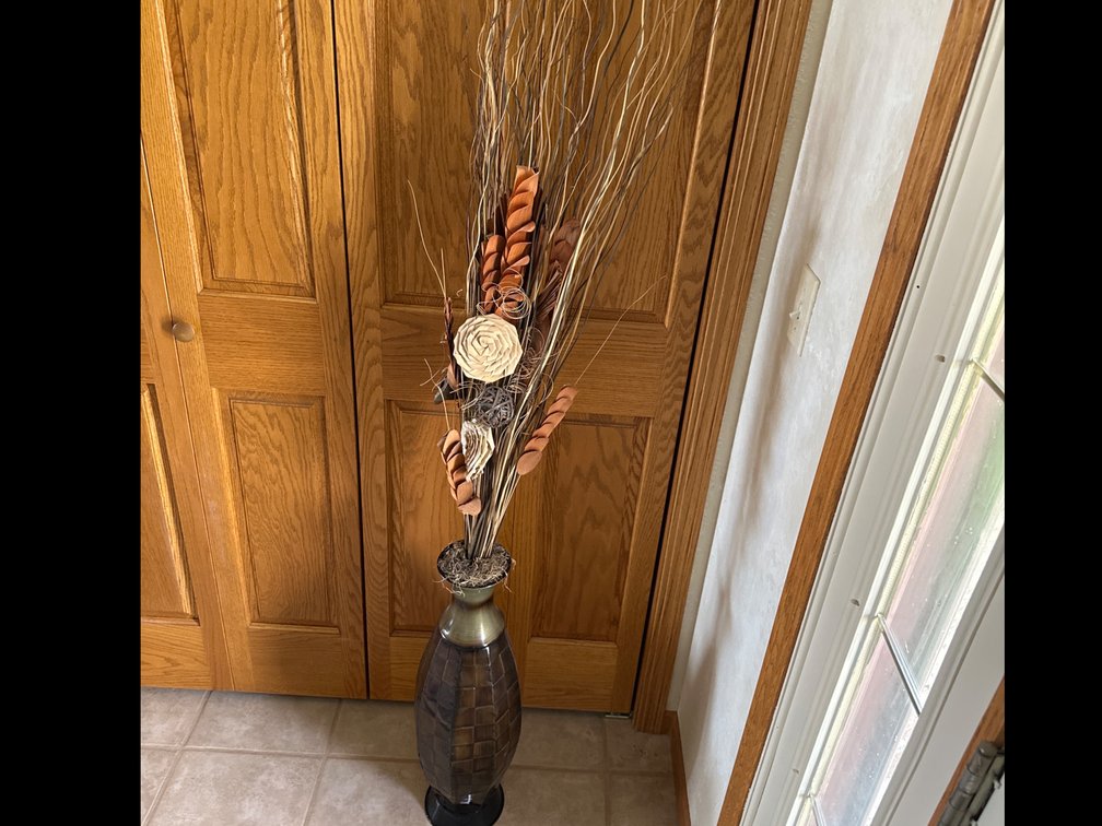 Metal Vase with Artificial Flowers-63” Tall