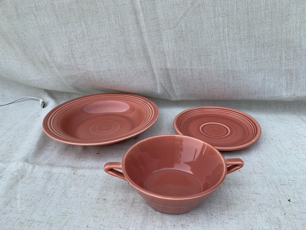Vintage Fiesta Cream Soup Bowl And Plates