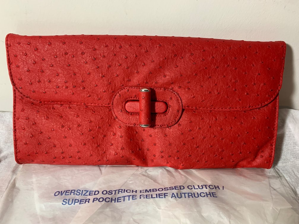 Avon New Oversized Ostrich Embossed Clutch