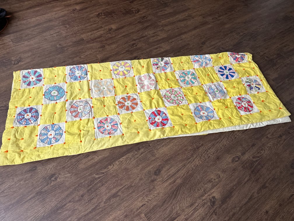 Hand Sewn Vintage Tie Quilt-58” X 77”