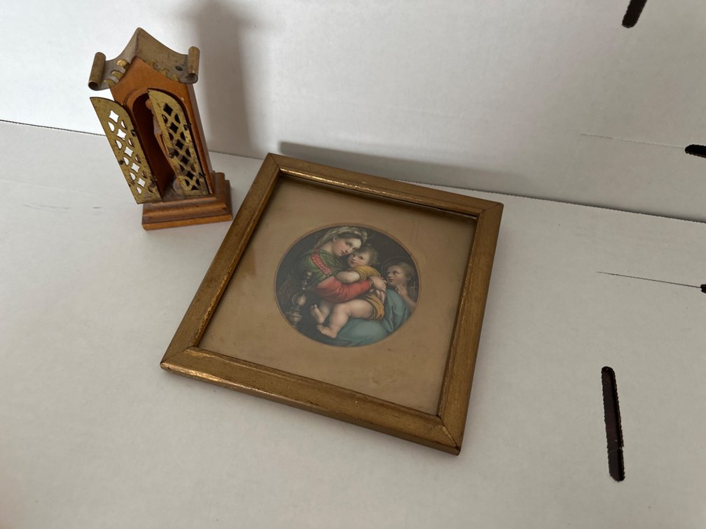 Antique Framed Madonna, Hand Carved Chapel