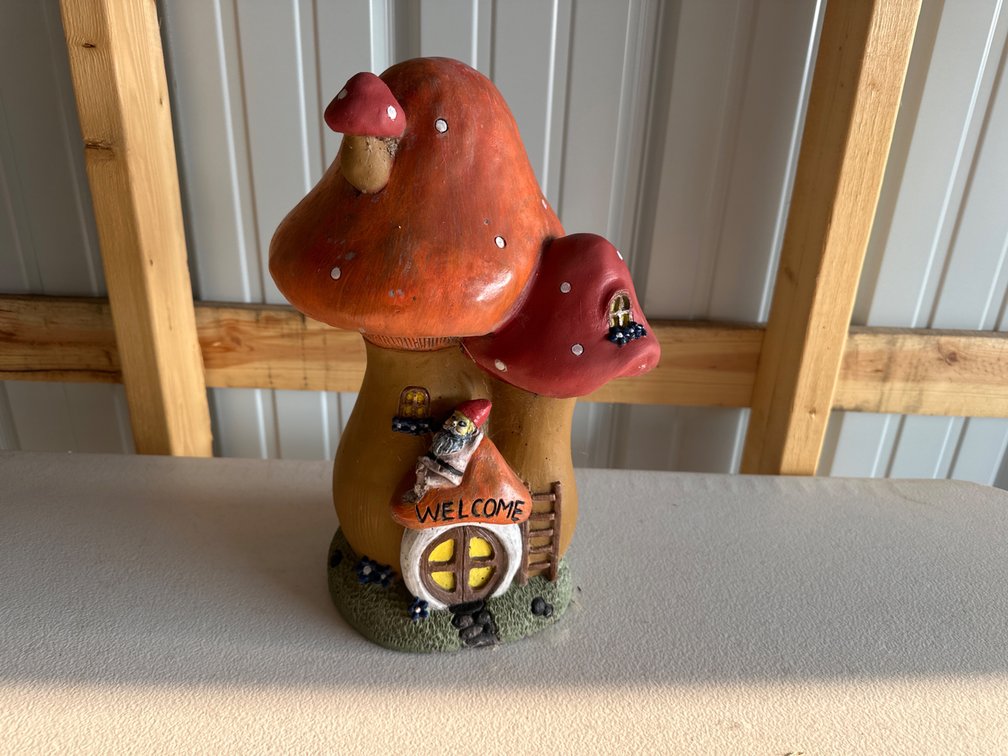 Mushroom/Gnome Lawn Decoration-15” Tall, Concrete
