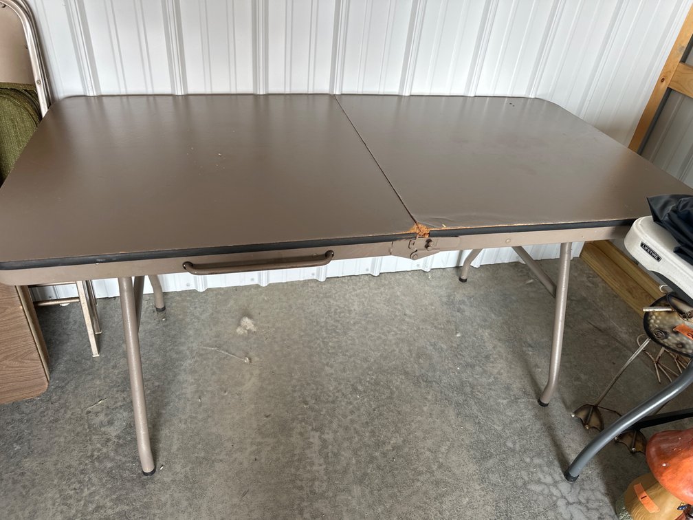 5’ Folding Metal and Wood Table