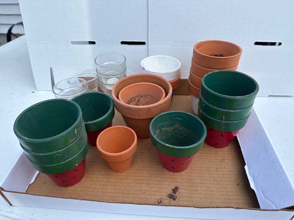 Small Terra Cotta Pots, Glass