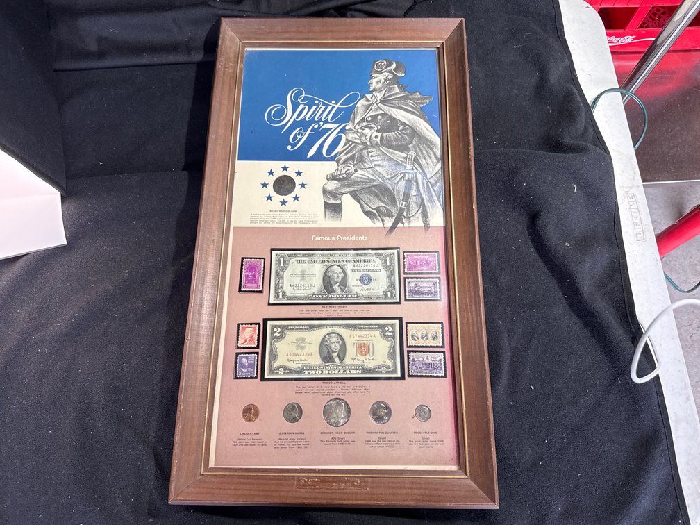 Spirit Of ‘76 Framed Coins, Dollars And Stamps