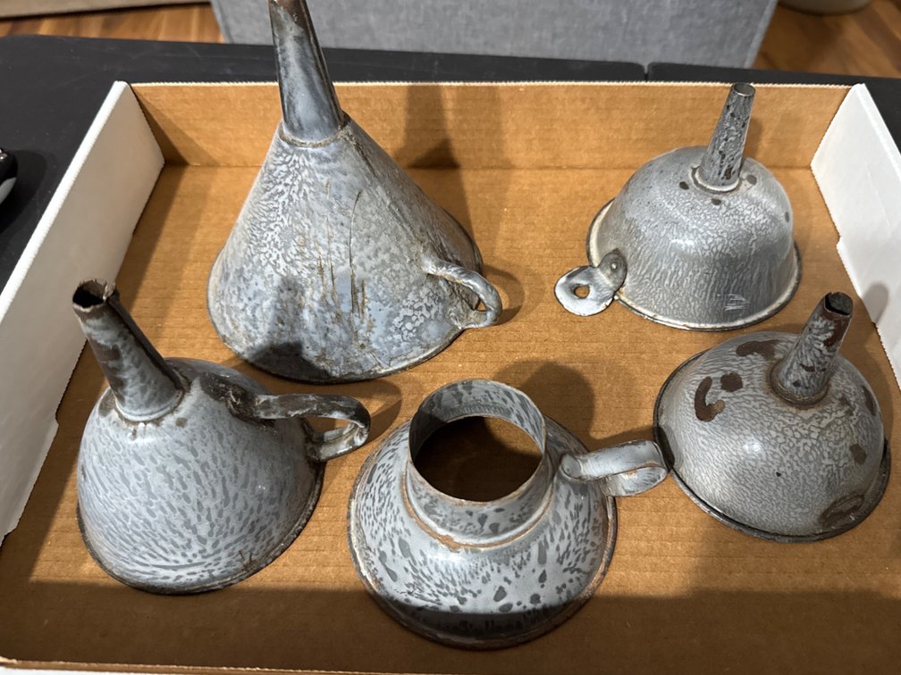 Gray Graniteware Funnels