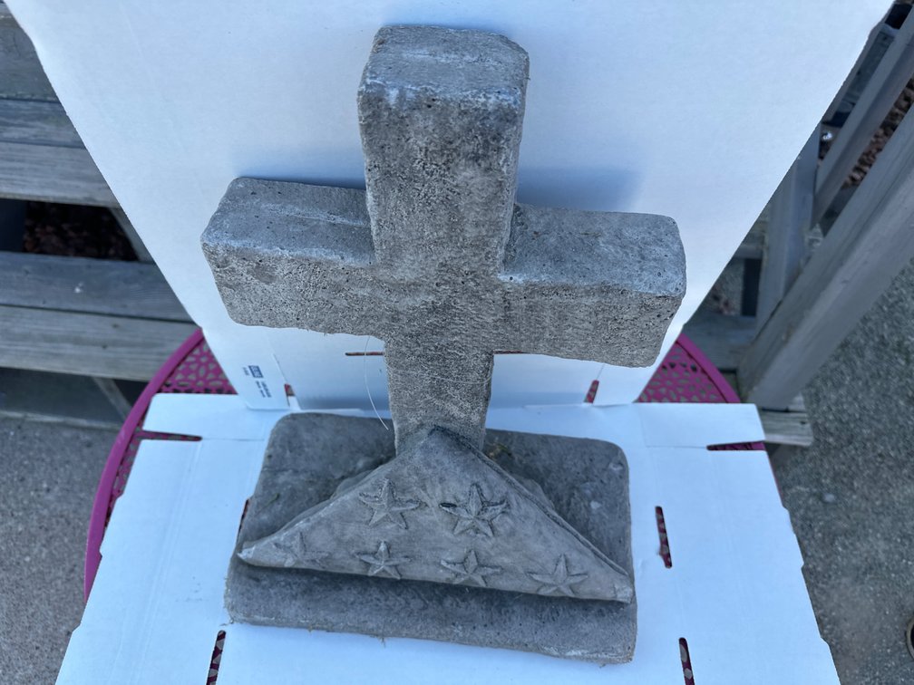 Concrete Cross, Flag Statue-20” High