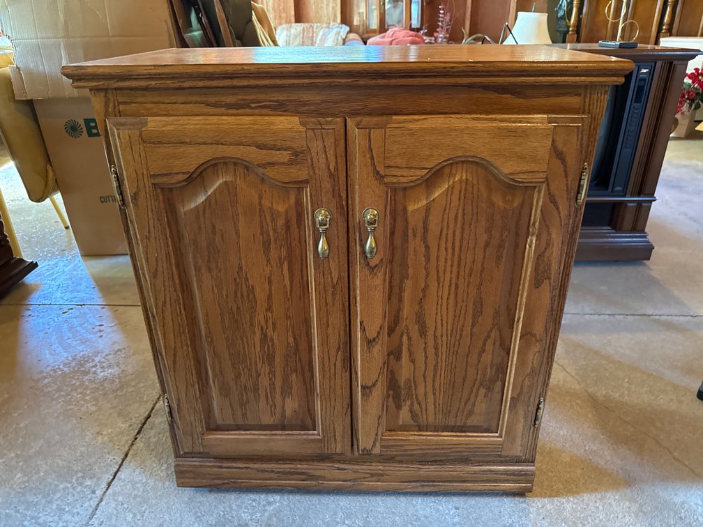 Wood Cabinet on Wheels 32.5” x 30” x 17”