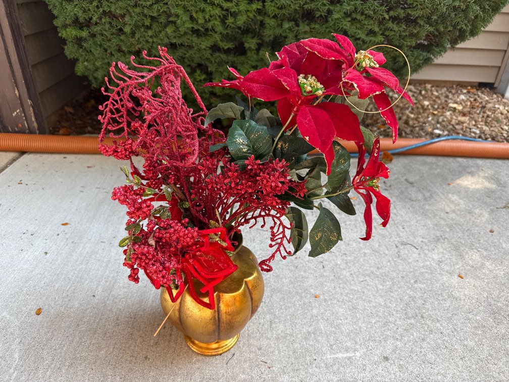 Vase with Poinsettia Foliage  