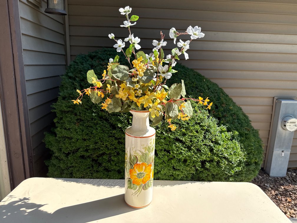 Hand Painted Vase with Foliage