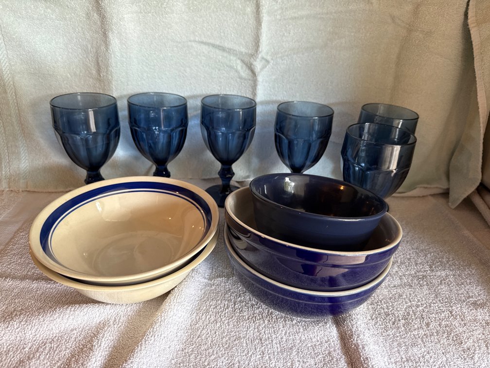 Cobalt Blue Water Glasses & Bowls