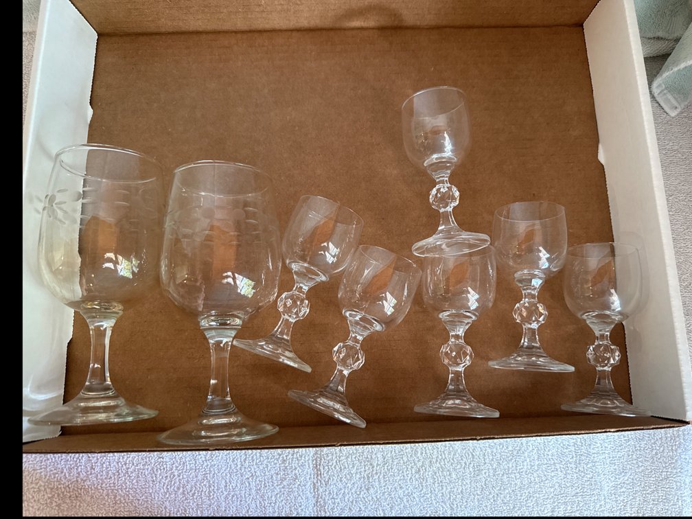 Bohemian Crystal Claudia Goblet's & Clear Glass Wine Glasses