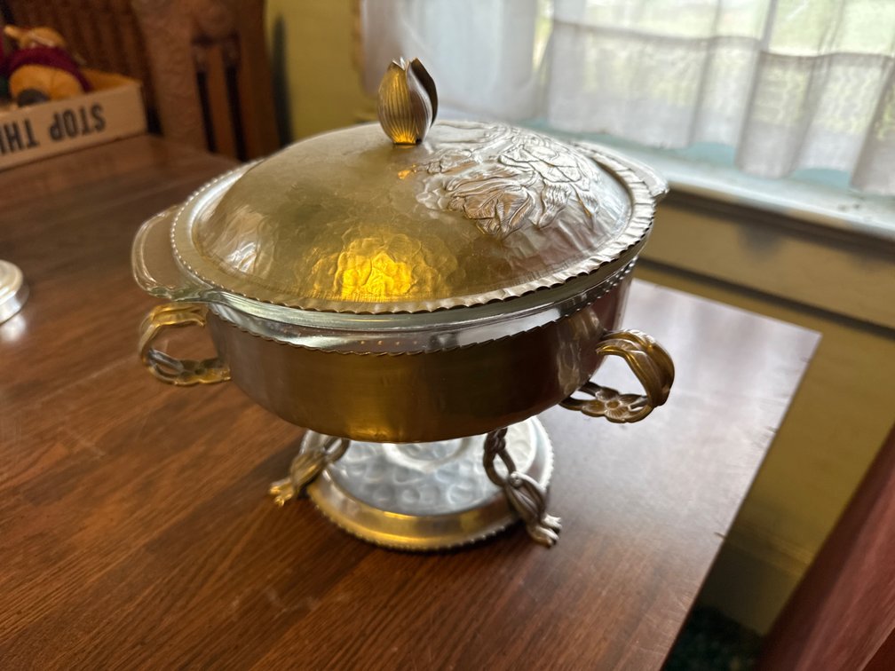 Vintage Hand Wrought Aluminum Chafing Dish