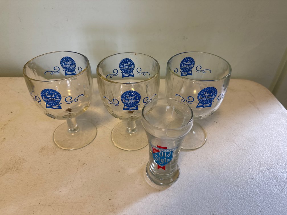 Pabst and Old Style Beer Glasses