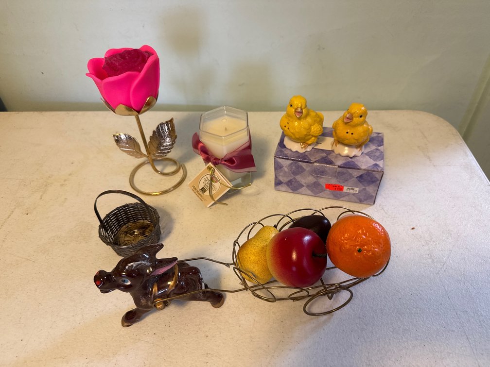 Candles, Donkey with Cart, Salt and Pepper Shakers