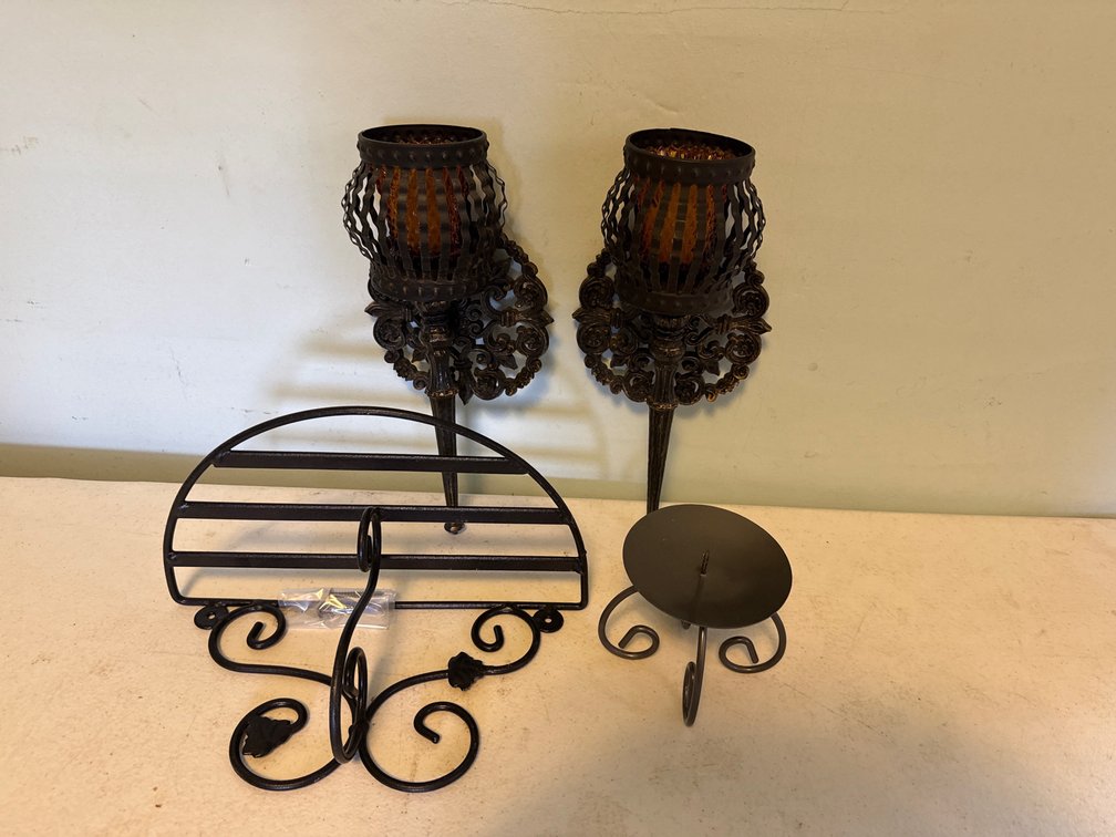 Shelf, Sconces, Candle Stand