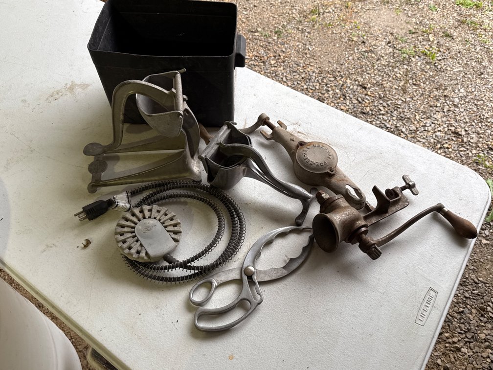 Vintage Housewares-Meat Grinder, Choppers, Tongs