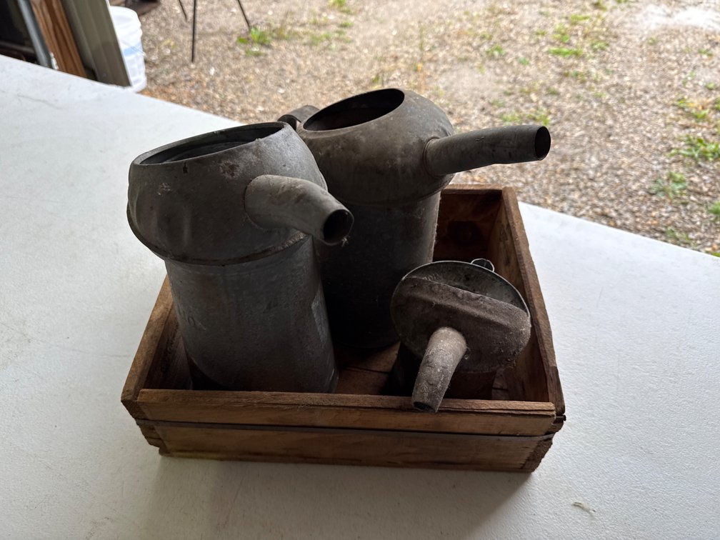 Wood Crate with Oil Cans