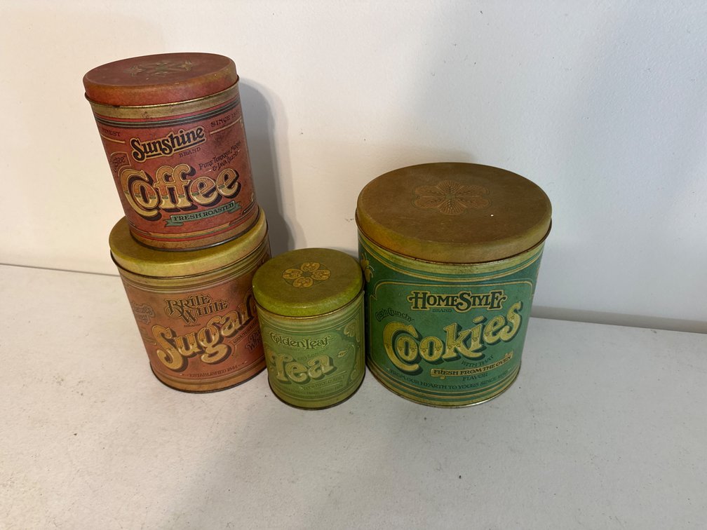 Set of 4 Vintage Tin Canisters