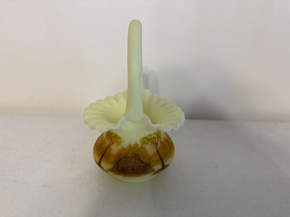 Fenton Custard Glass Basket