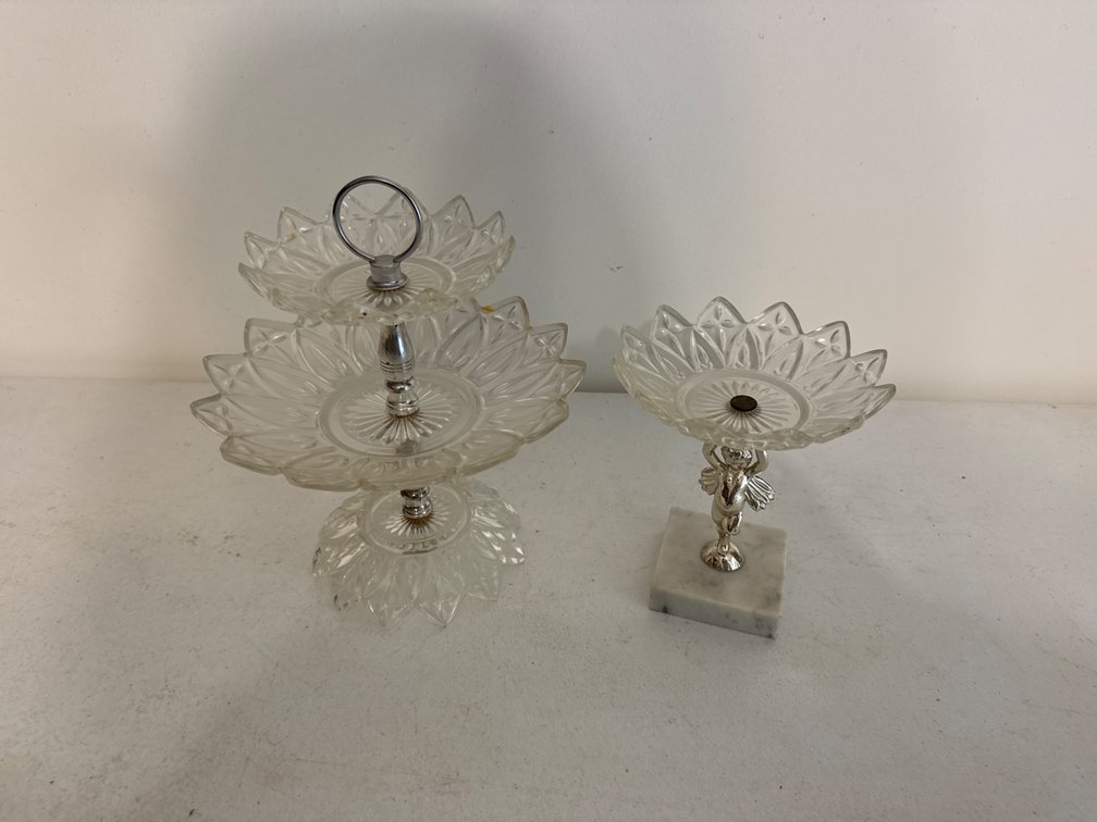 Glass Tiered Tray, Angel Base Tray