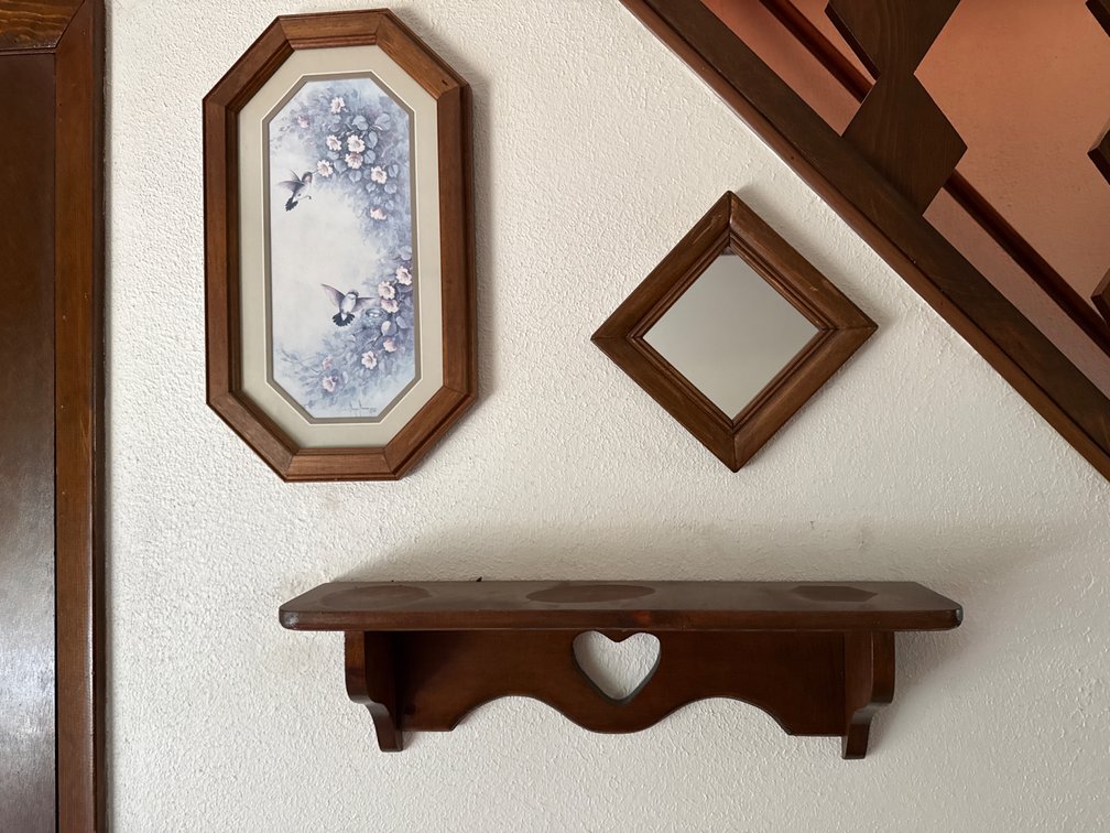 Home Interior Wall Grouping, Picture, Mirror and Shelf