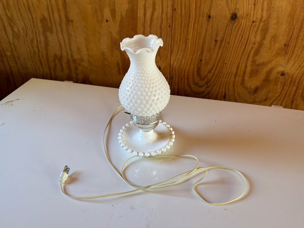 Vintage White Hobnail Lantern