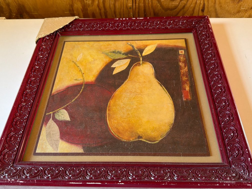 Red Framed Wall Picture-Pear