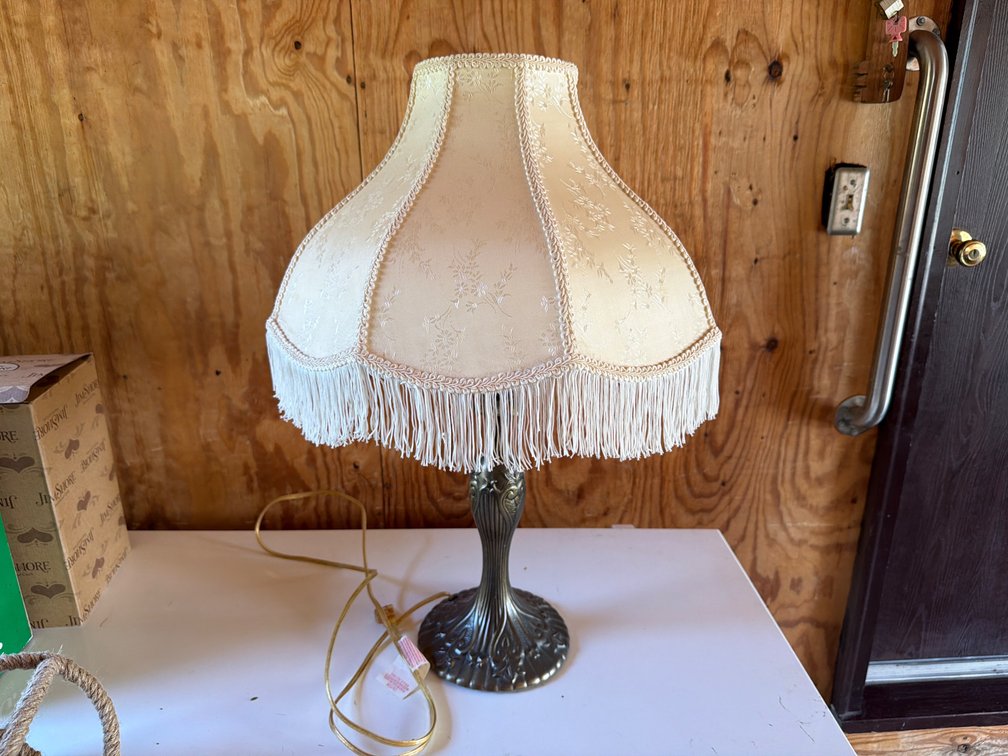 Metal Base, Fringe Top Table Lamp
