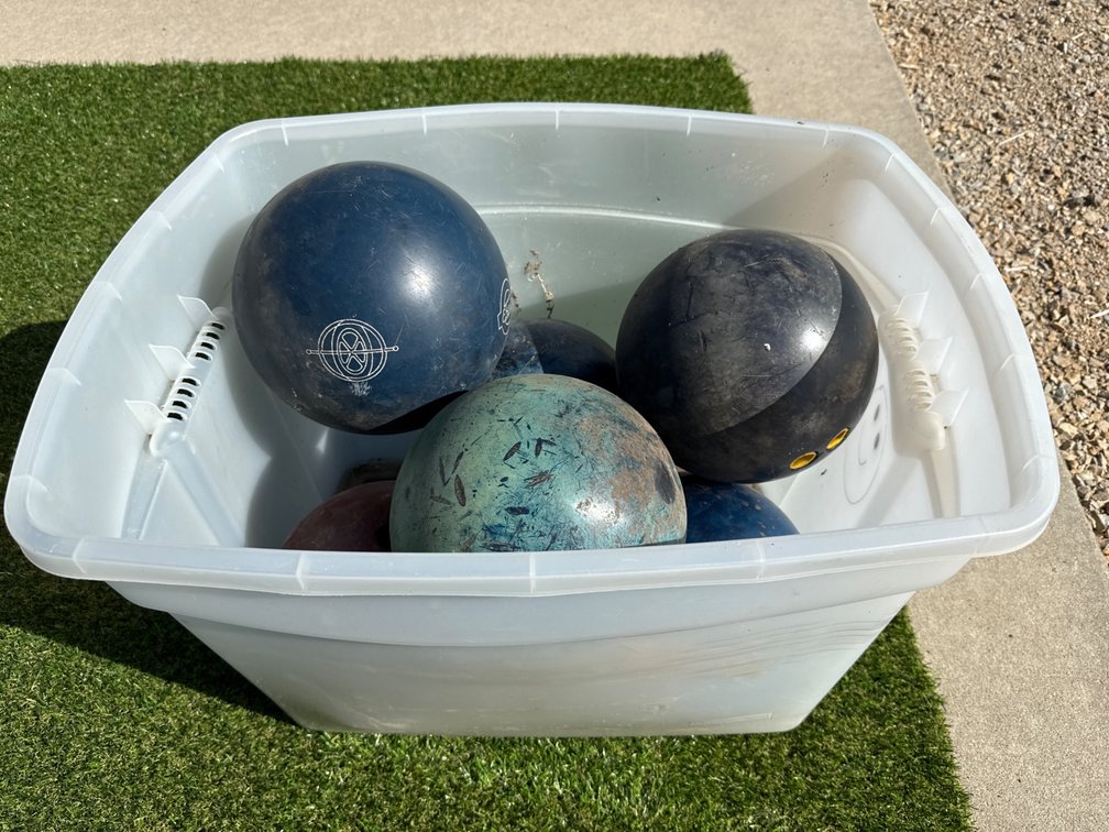 Tote with 6 Bowling Balls