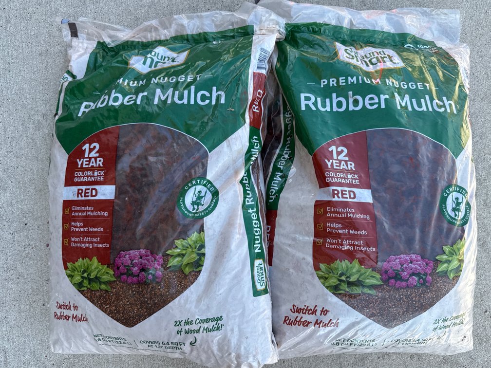 2 Bags Red Rubber Mulch