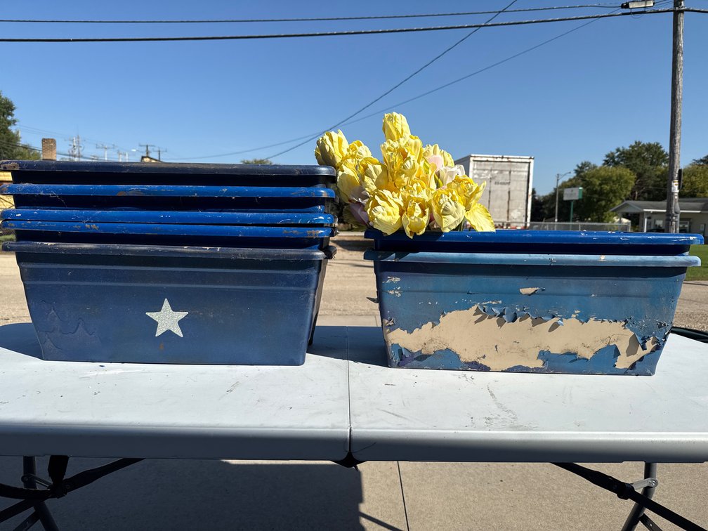 7 Deck Planters 2 Feet Long with Artificial Flowers