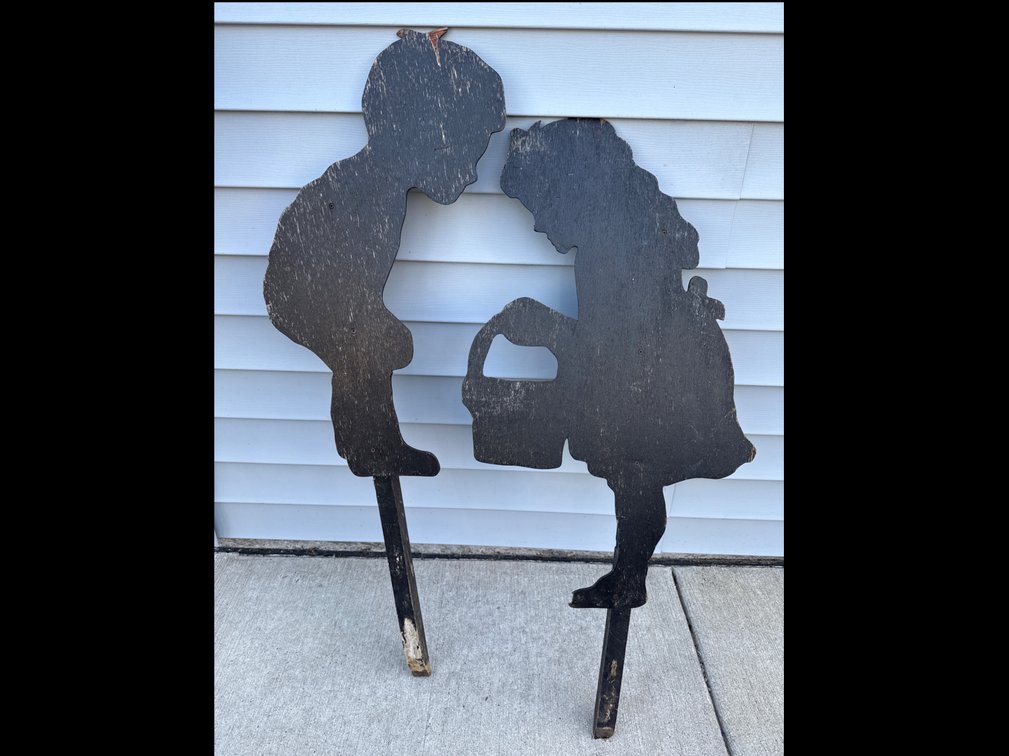 Wood Boy & Girl Silhouettes-Boy and Girl Measure 35” Tall & Stake is an Additional 11”