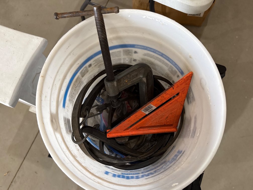 Pail with Bungee Cords, Clamp