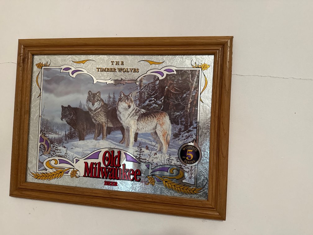 Old Milwaukee - The Timber Wolves Mirrored Sign
