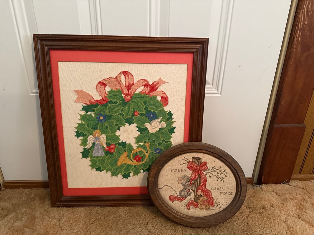 Christmas Wall Decor - Framed Cross Stitch