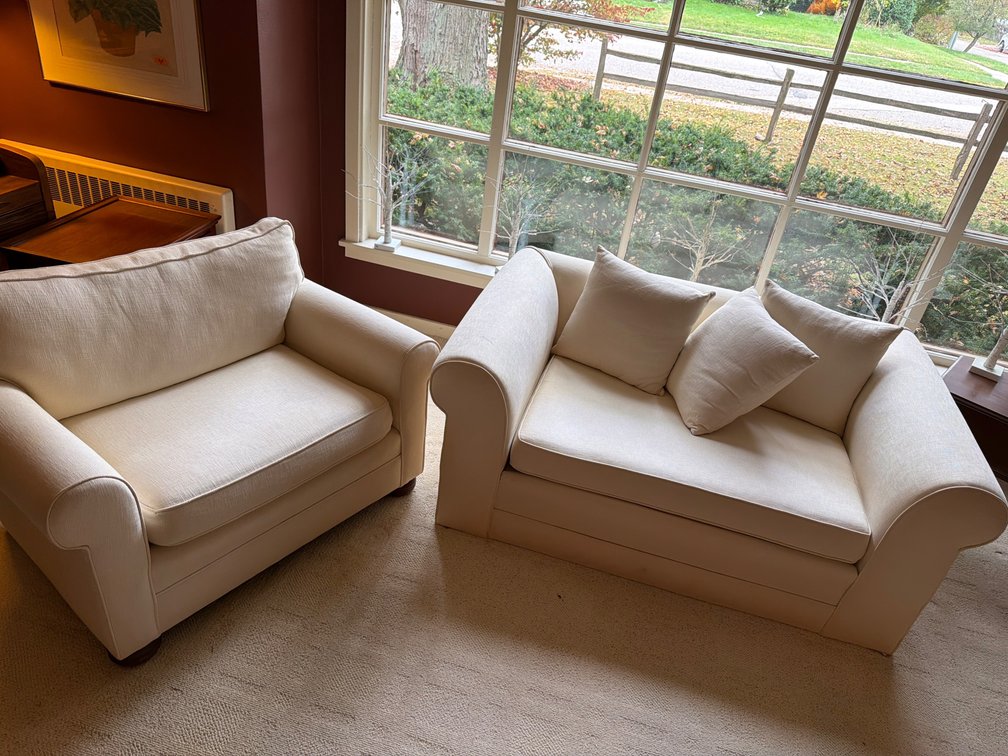 White Oversized Chair and Matching Loveseat