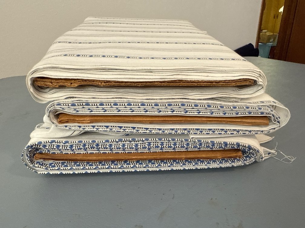 White with Blue Material