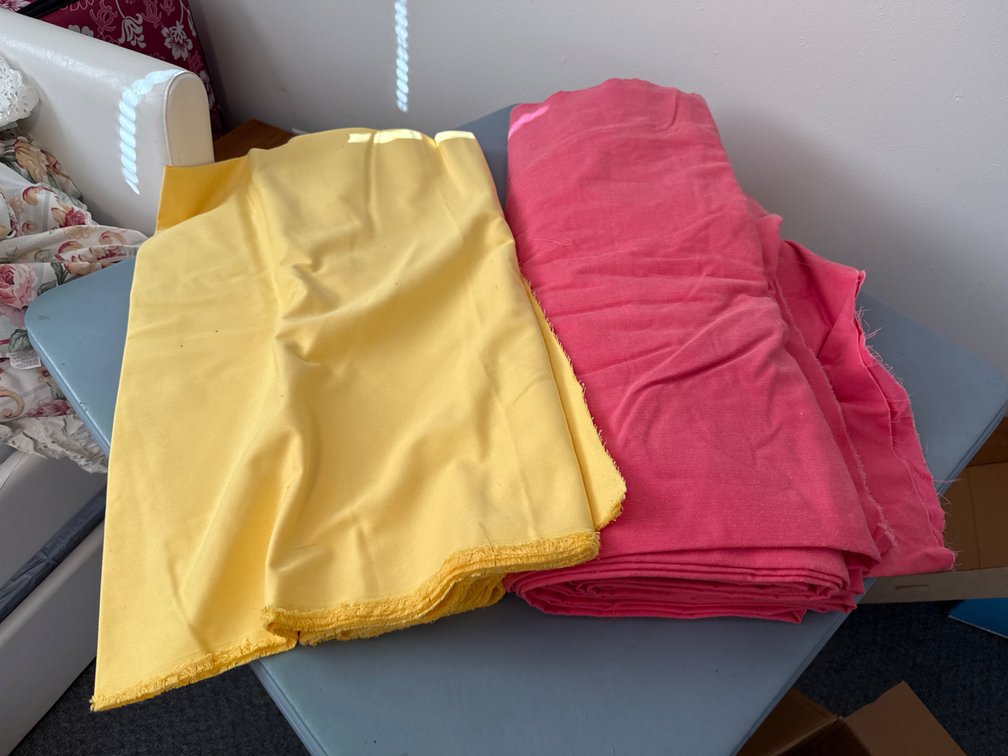 Large Pieces of Pink and Yellow Material