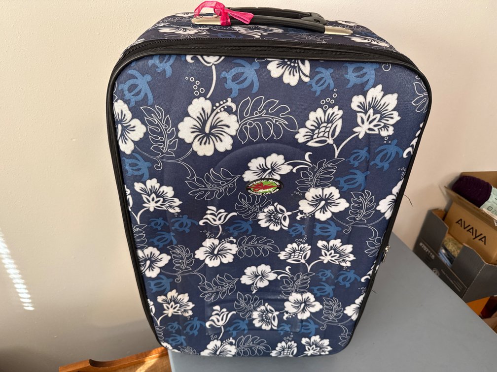 Blue Flower Rolling Suit Case