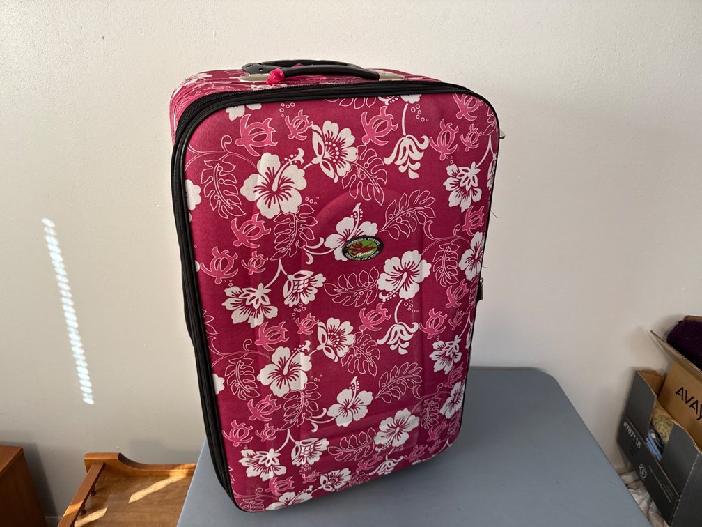 Pink Flower Rolling Suit Case