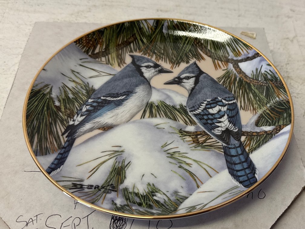 Decorative Plates- Blue Christmas And Birds Of Distinction By Derk Hansen