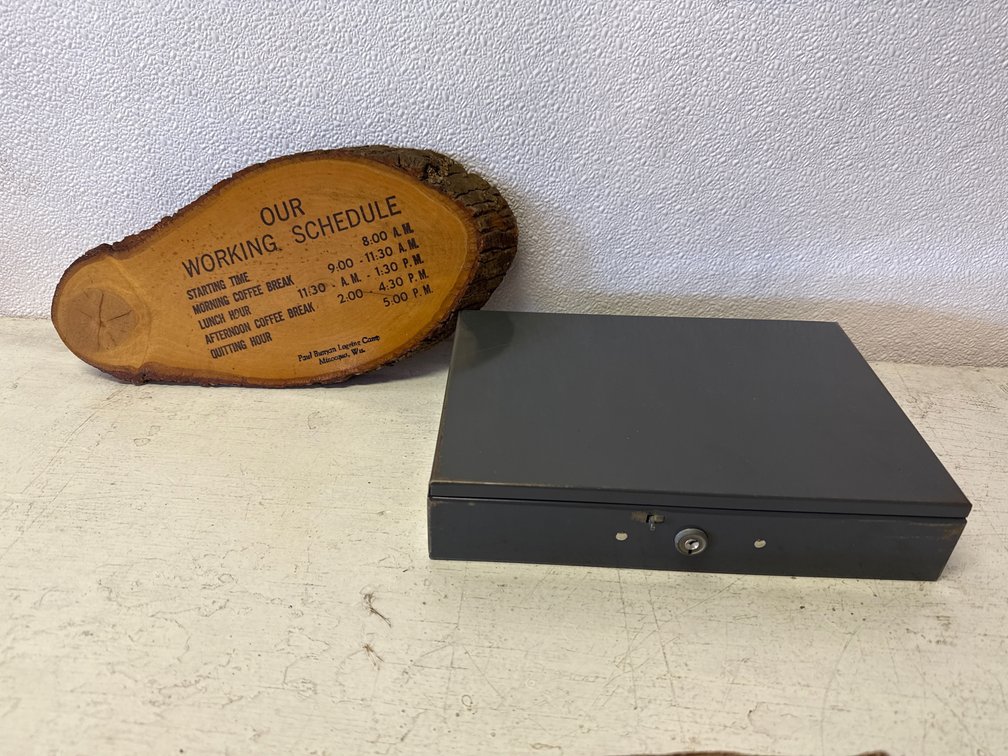 Money Box And Work Hours Sign