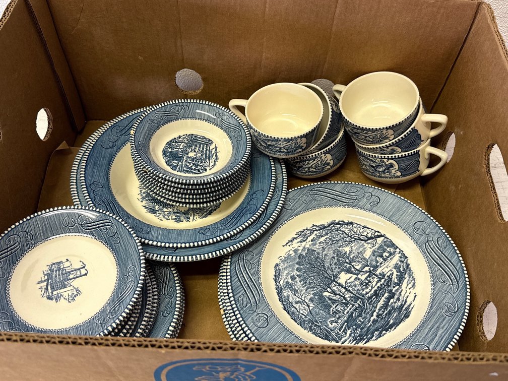 Vintage Currier And Ives “Maple Sugaring” Dinner Set