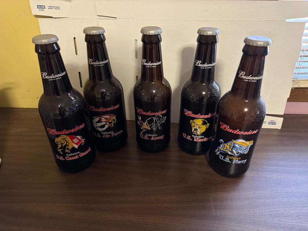 15” Tall Budweiser Military Bottles