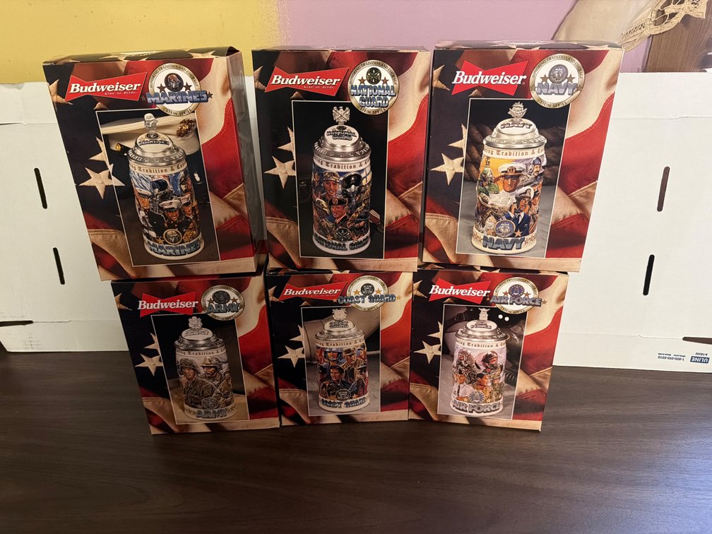 Budweiser Collector Series Military Ceramic Steins