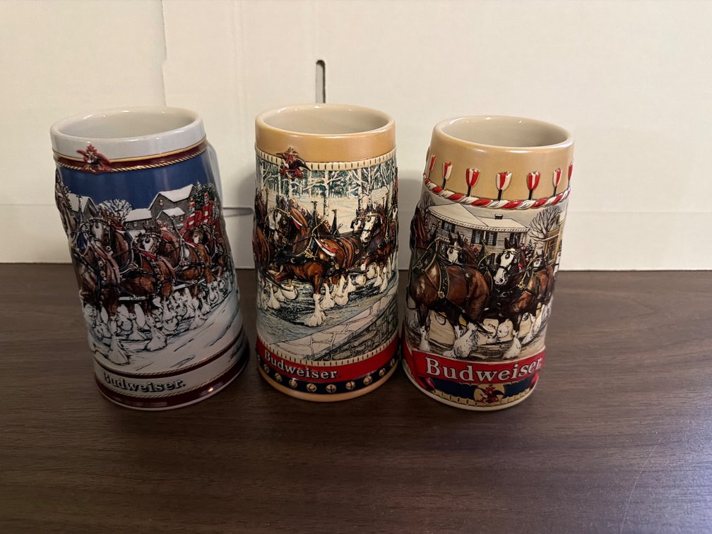 (3) Budweiser Steins