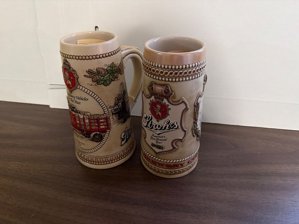 2 Strohs Beer Steins
