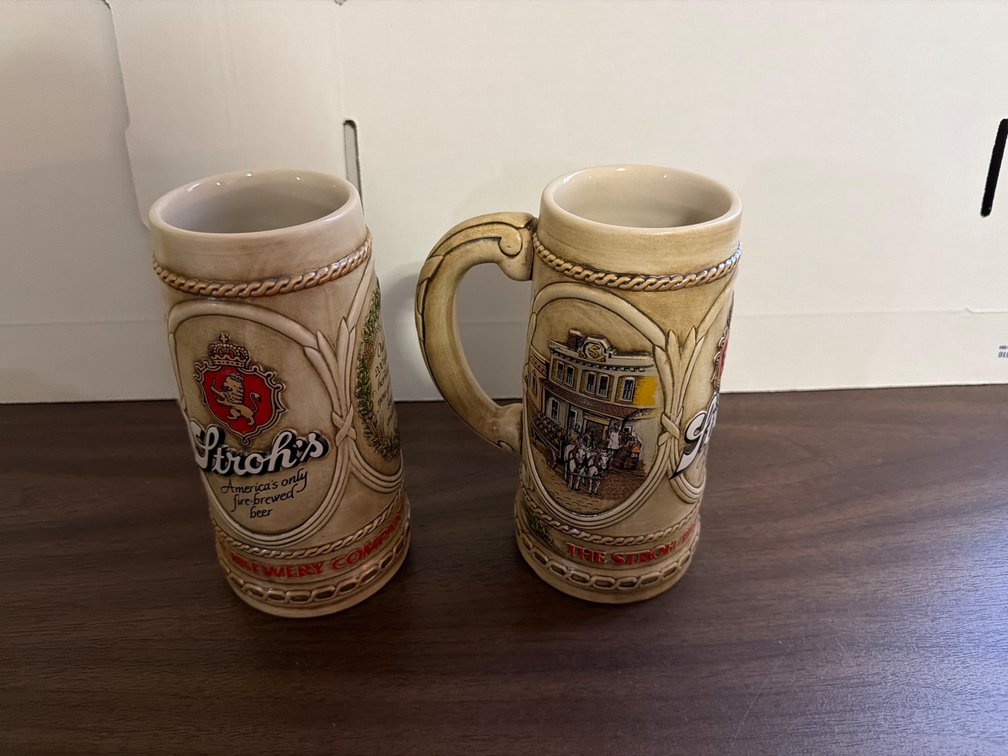 2 Strohs Beer Steins